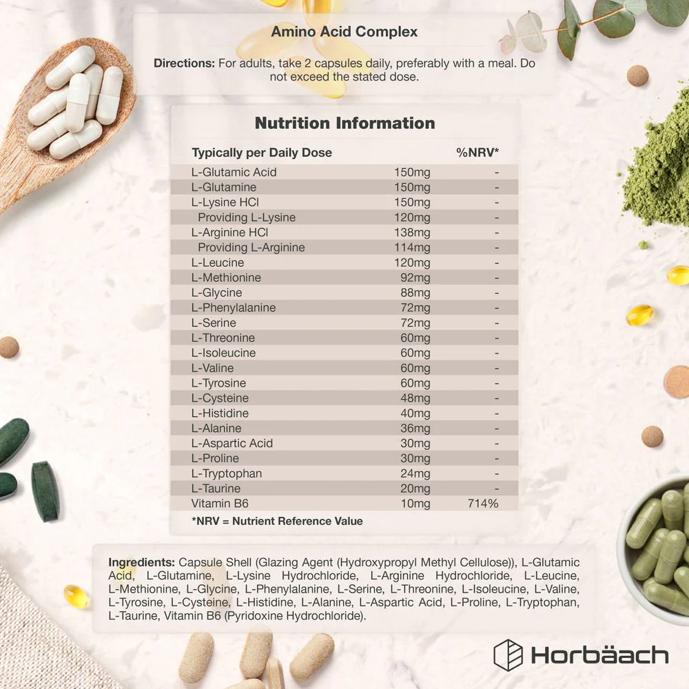 Amino Acid Complex with Vitamin B6 | 120 Capsules - Image 3