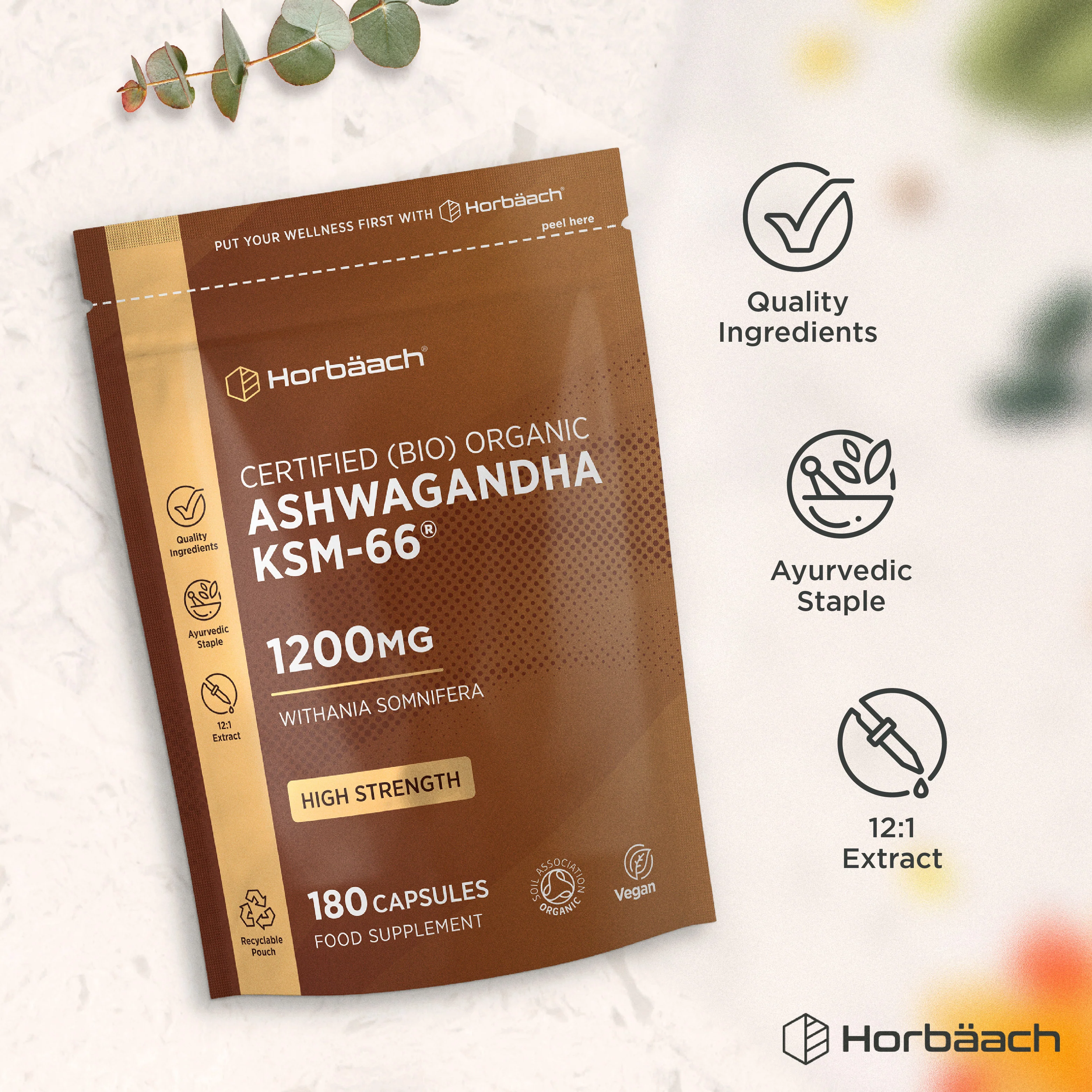 Ashwagandha KSM-66 1200 mg | Organic | 120 Capsules - Image 5