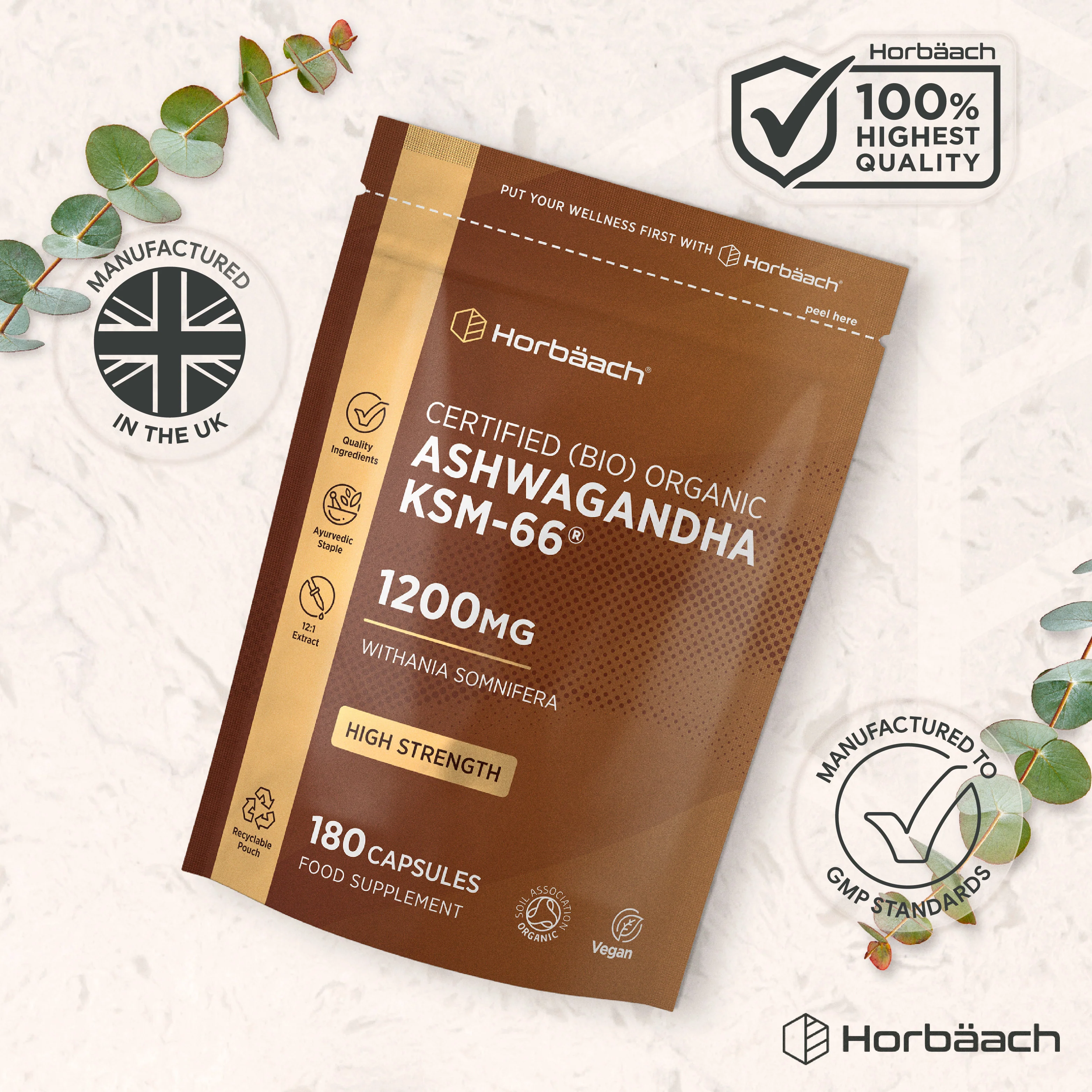 Ashwagandha KSM-66 1200 mg | Organic | 120 Capsules - Image 6