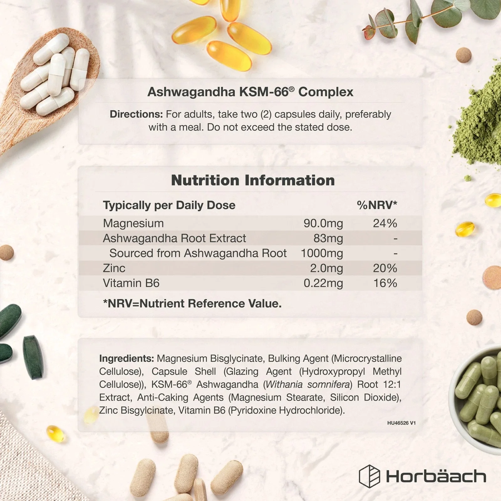 Ashwagandha KSM-66 Complex with Magnesium, Zinc & Vitamin B6 | 120 Capsules - Image 3