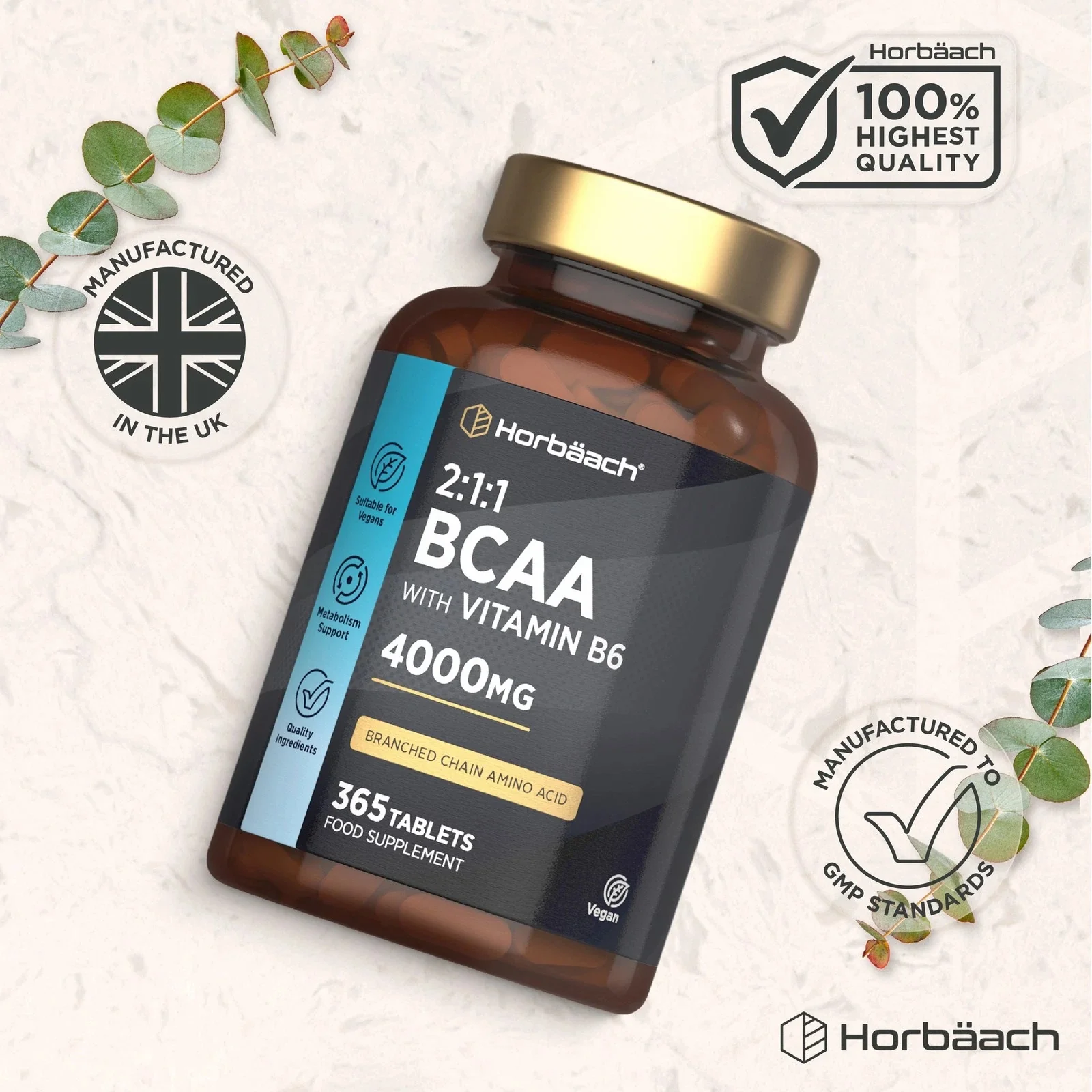 BCAA 4000 mg with Vitamin B6 | 365 Tablets - Image 6