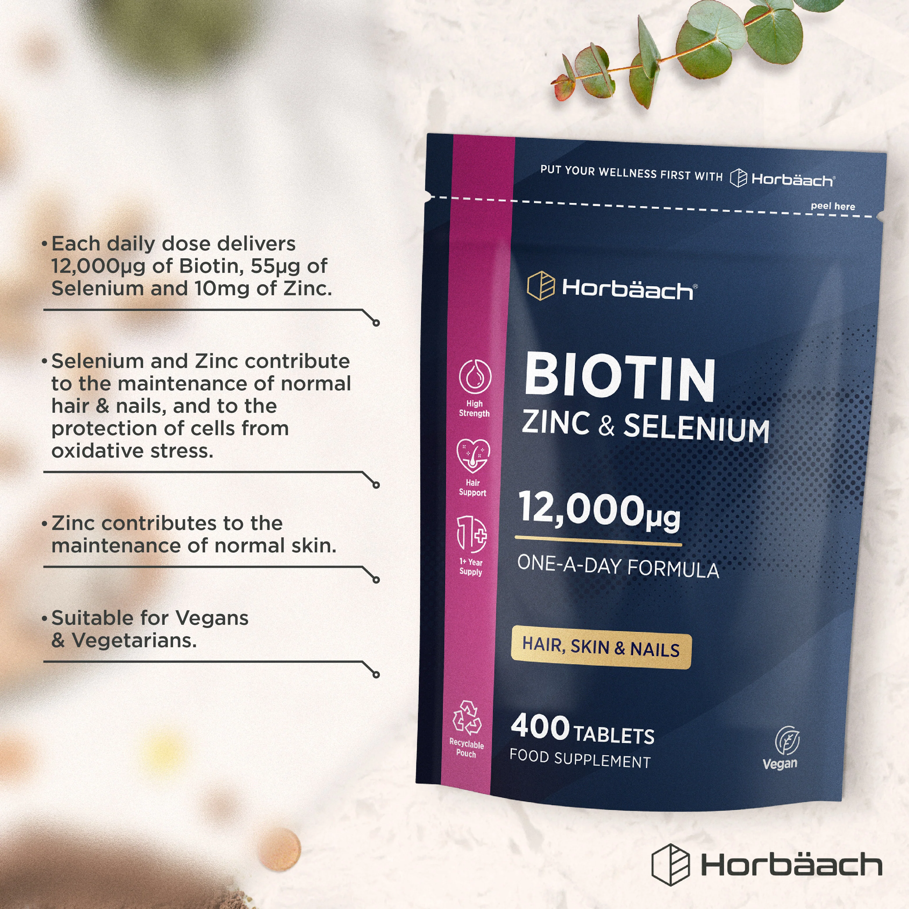 Biotin 12,000 ug | 400 Tablets - Image 2