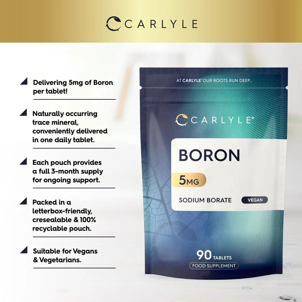 Boron Supplements 5mg | For Men & Women | 90 Vegan Tablets | by Carlyle - Image 2