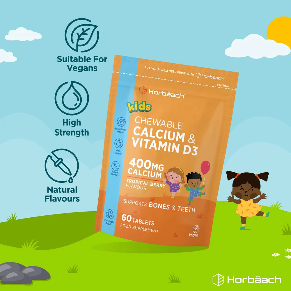 Calcium 400 mg and Vitamin D3 for Kids | 90 Chewable Tablets - Image 4