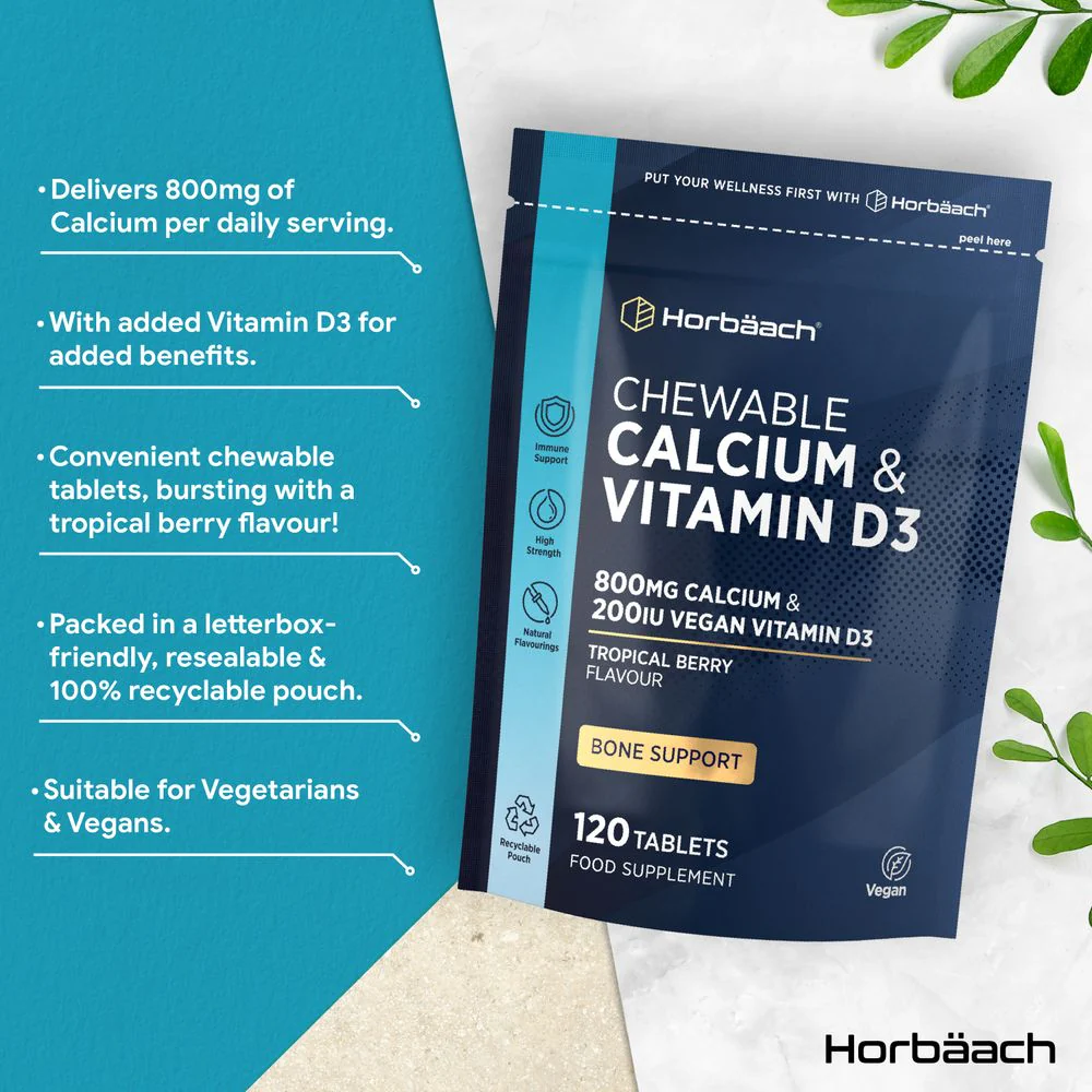 Calcium 800 mg and Vitamin D3 200 IU | 60 Chewable Tablets - Image 3