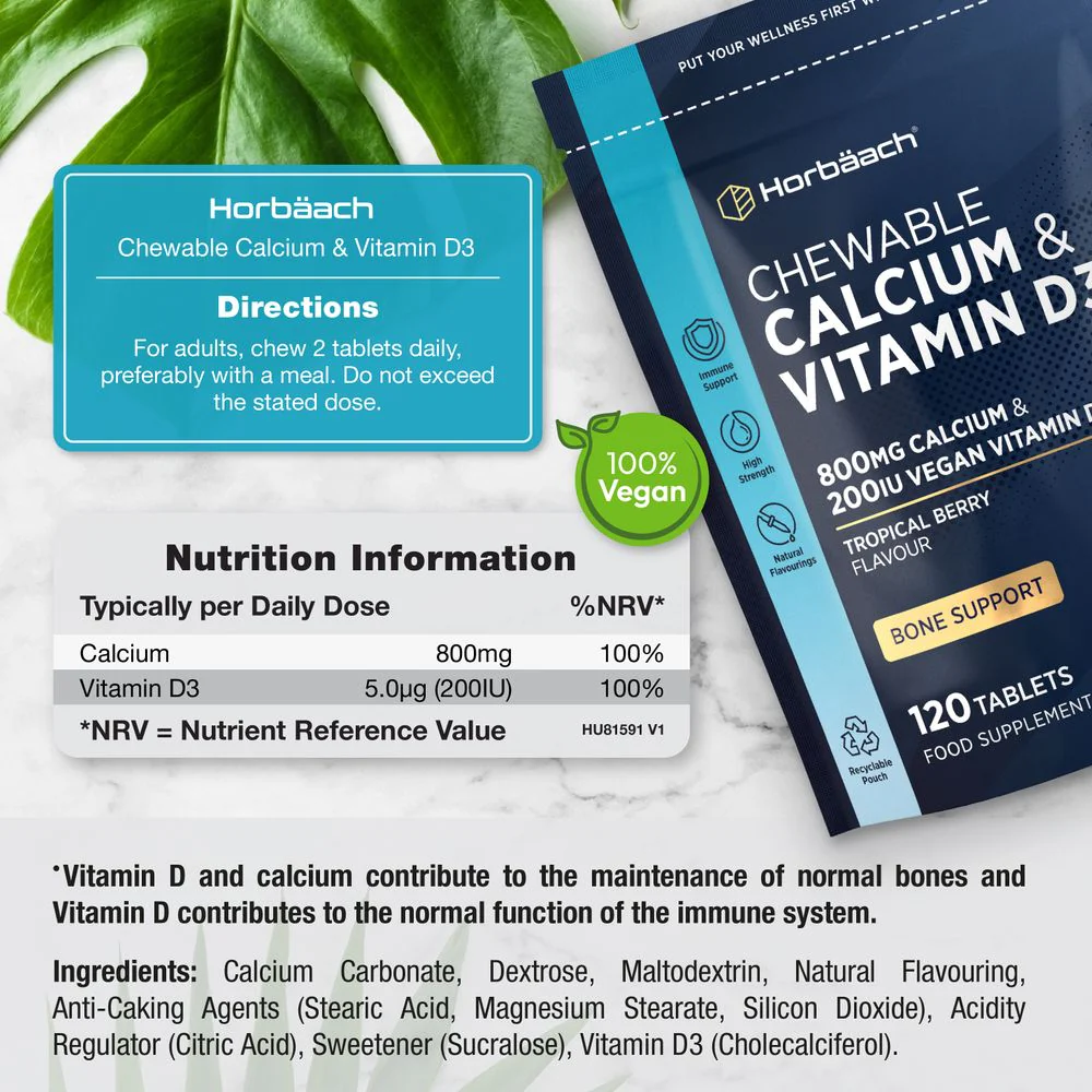 Calcium 800 mg and Vitamin D3 200 IU | 60 Chewable Tablets - Image 4