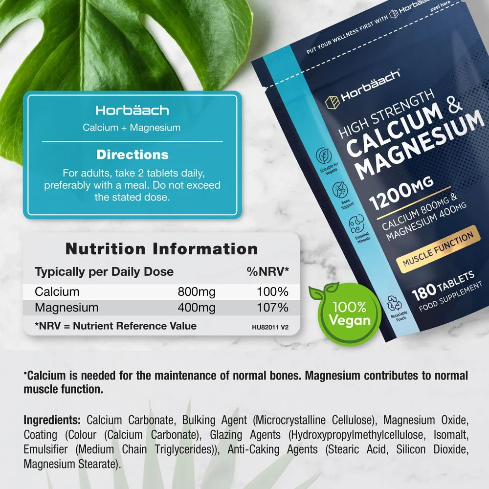 Calcium and Magnesium 1200 mg | 180 Tablets - Image 3