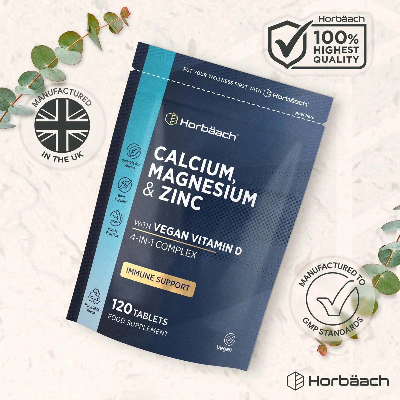 Calcium Magnesium Zinc & Vitamin D Complex | 120 Tablets - Image 6