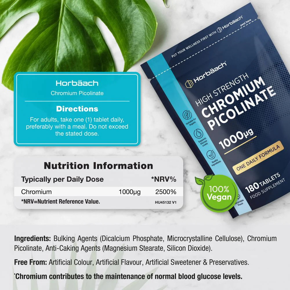 Chromium Picolinate 1000 mcg | 180 Tablets - Image 3
