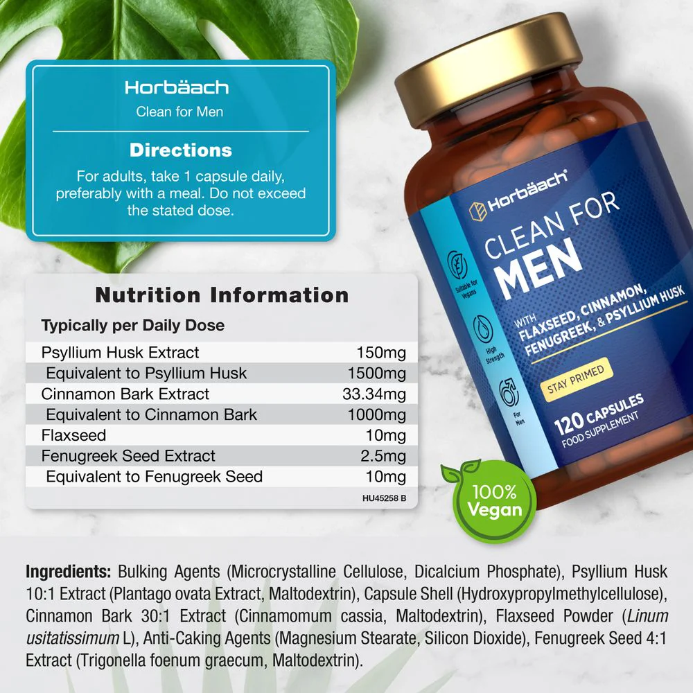 Psyllium Husk Complex for Men | 120 Capsules - Image 3