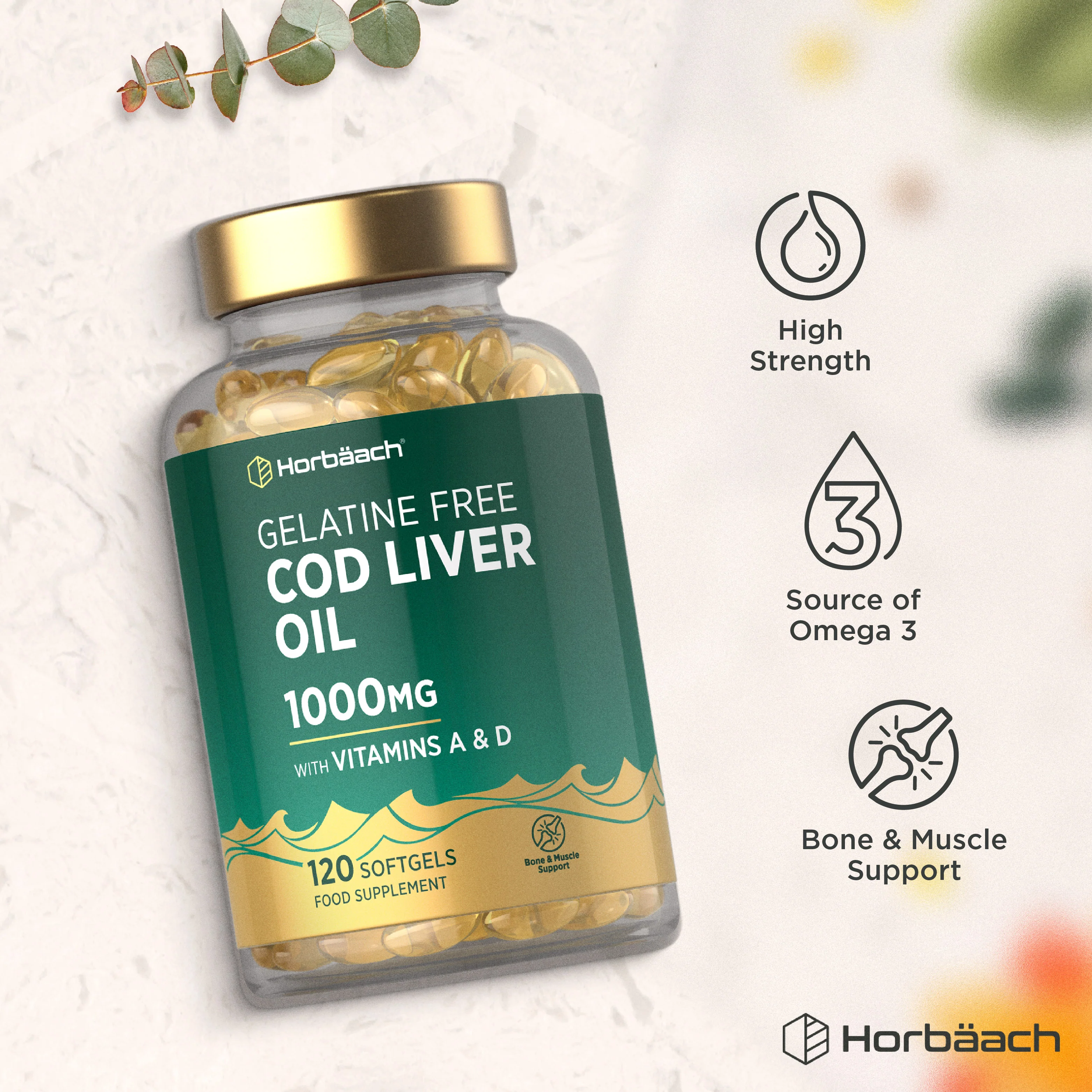 Cod Liver Oil Gelatine Free 1000 mg | 120 Softgels - Image 4