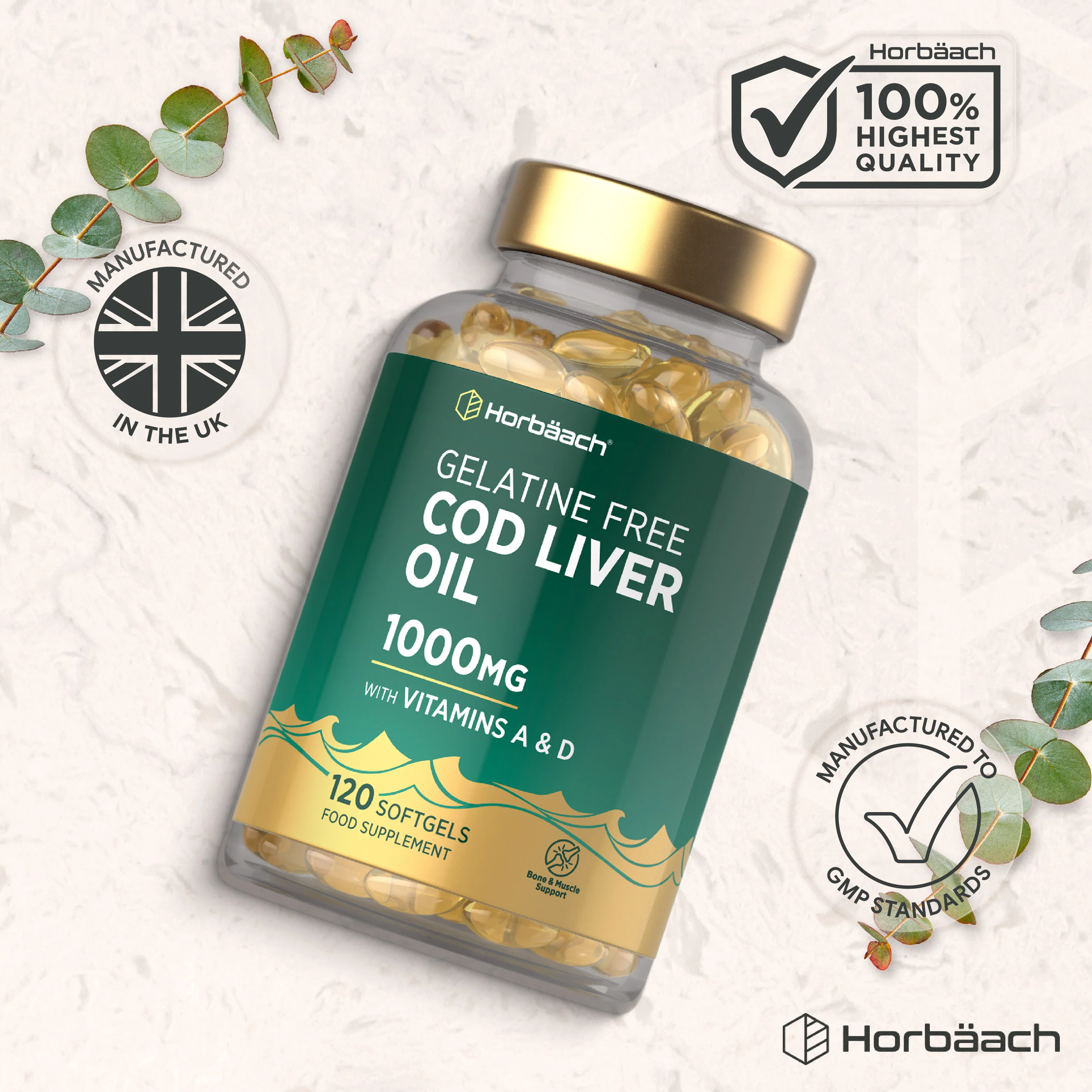 Cod Liver Oil Gelatine Free 1000 mg | 120 Softgels - Image 5