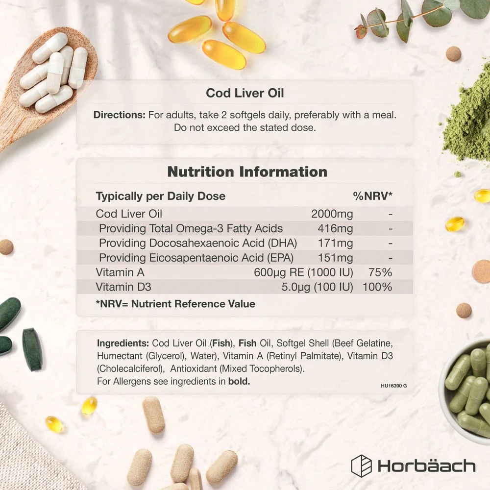 Cod Liver Oil 2000 mg with Vitamin A & D | 360 Softgels - Image 3
