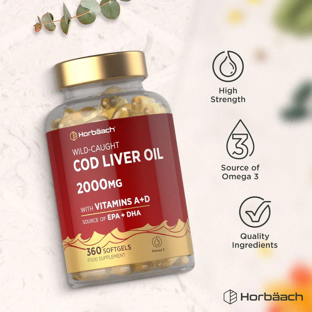 Cod Liver Oil 2000 mg with Vitamin A & D | 360 Softgels - Image 5