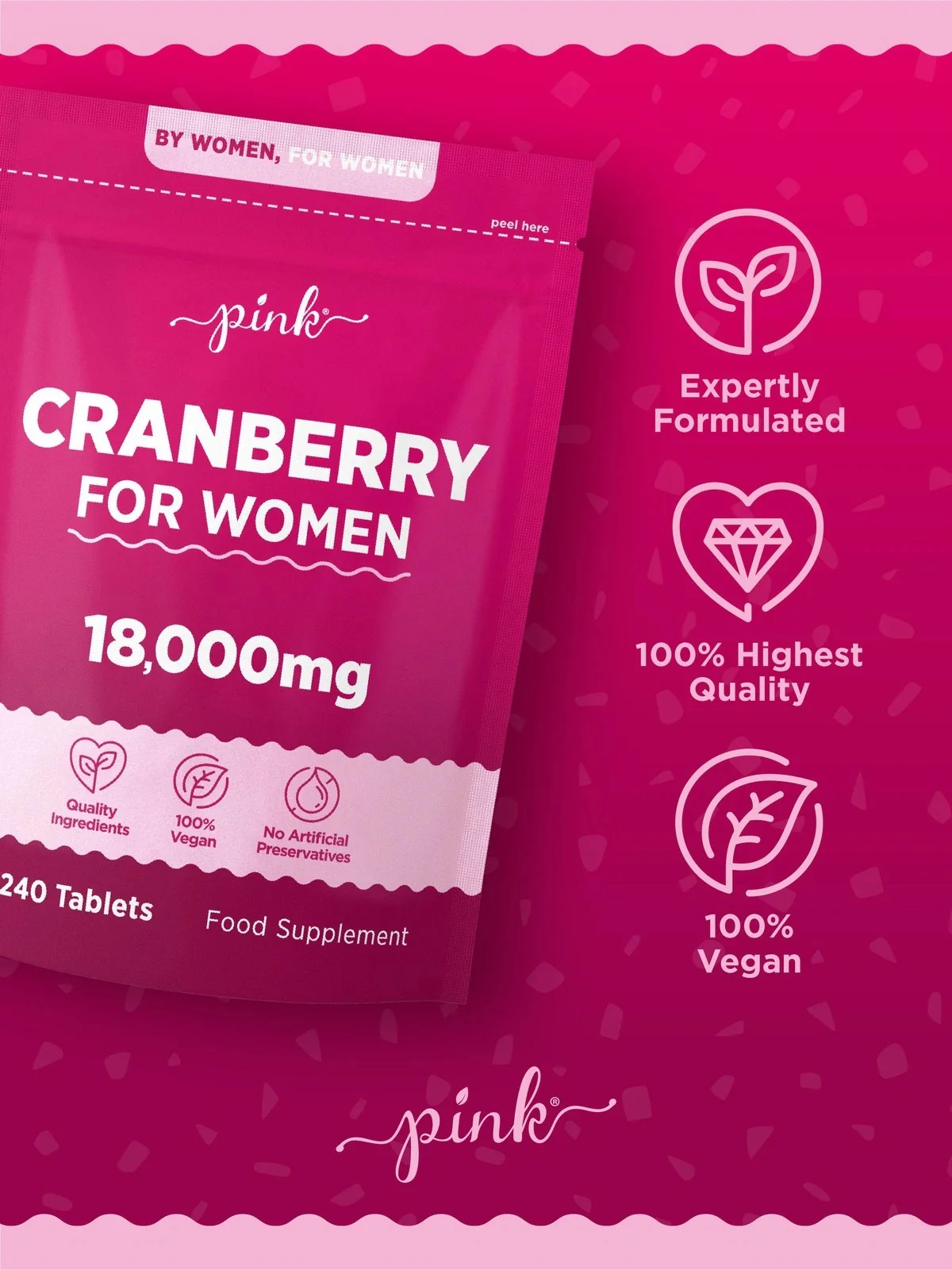 Cranberry 18,000 mg for Women | 240 Tablets - Image 4