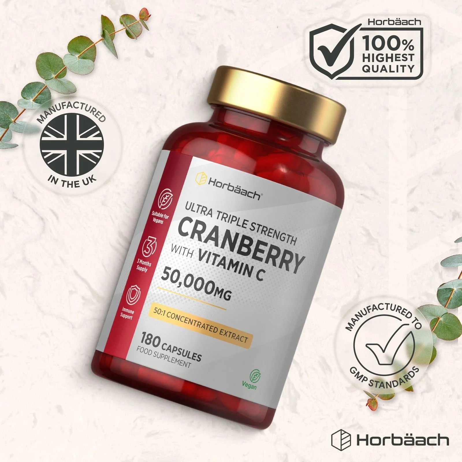 Cranberry 50,000 mg with Vitamin C | 180 Capsules - Image 6