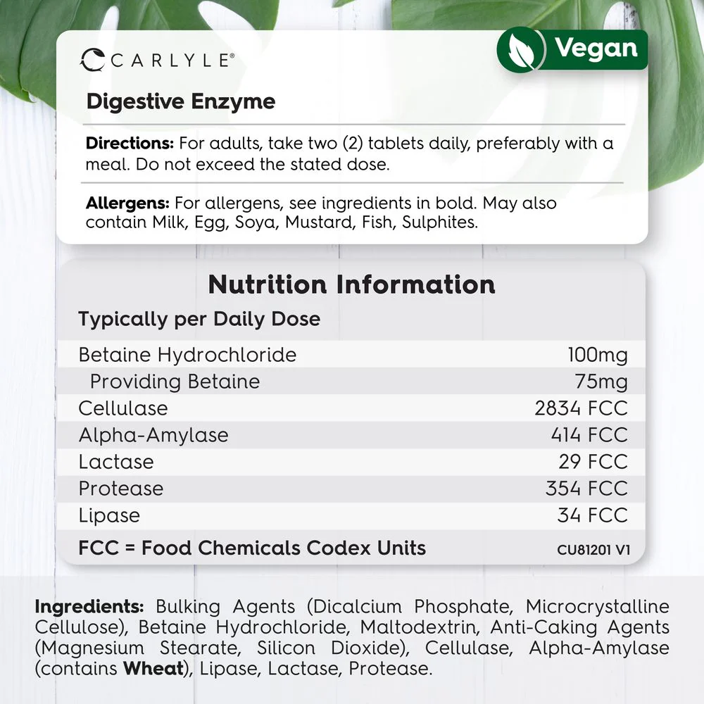 Digestive Enzyme Complex with Betaine HCI | 120 Tablets - Image 3
