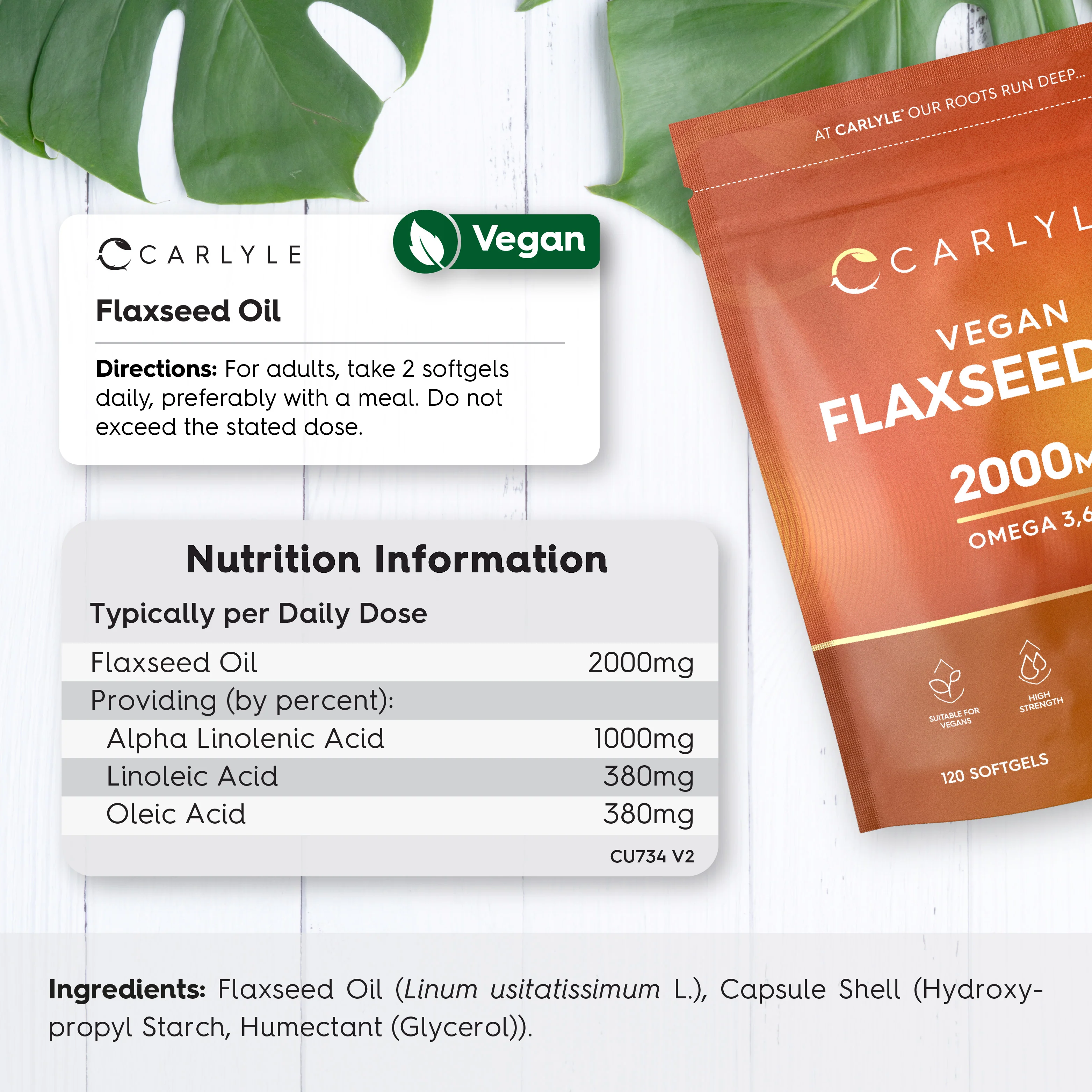 Flaxseed Oil 2000 mg | 120 Softgels - Image 3