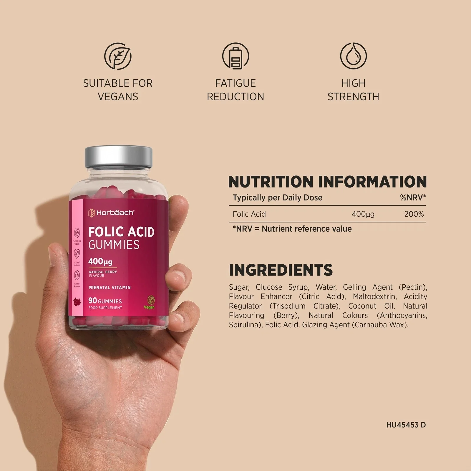 Folic Acid 400 mcg | 90 Gummies - Image 3