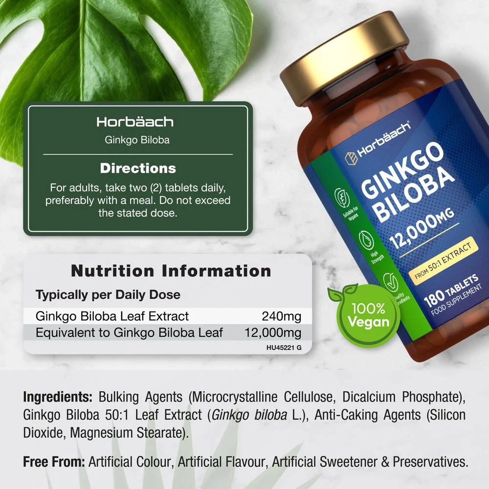Ginkgo Biloba 12,000 mg | 180 Tablets - Image 3