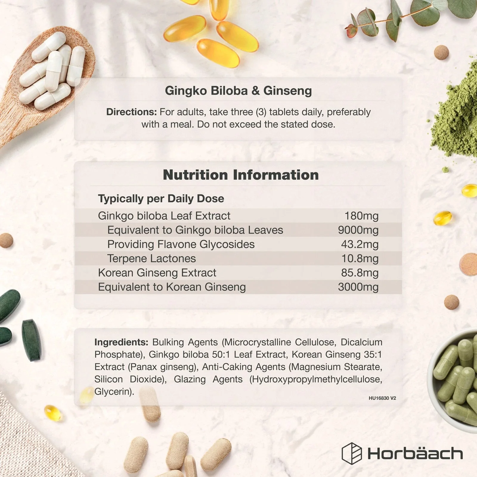 Ginkgo Biloba 9000 mg and Ginseng 3000 mg | 180 Tablets - Image 3