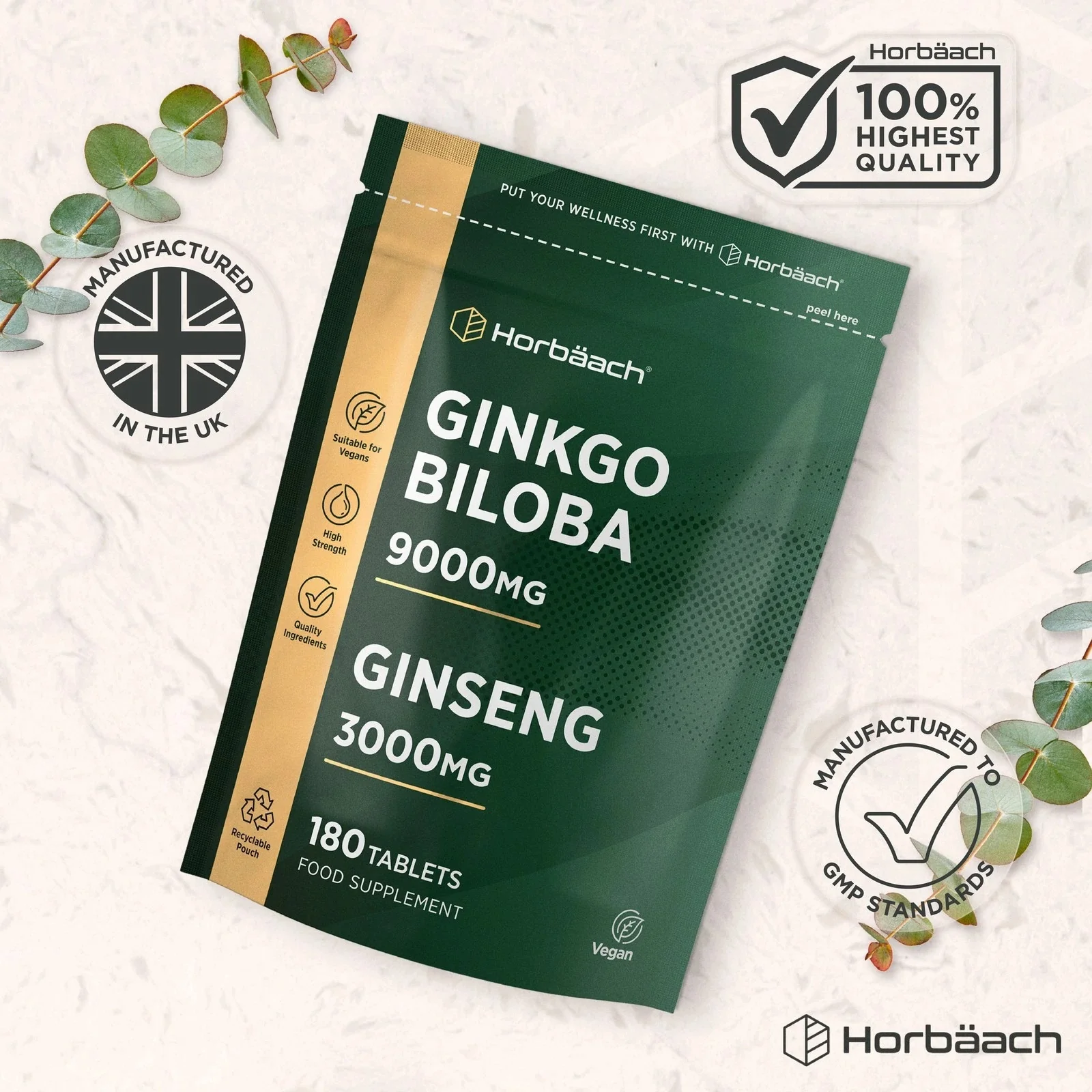 Ginkgo Biloba 9000 mg and Ginseng 3000 mg | 180 Tablets - Image 7