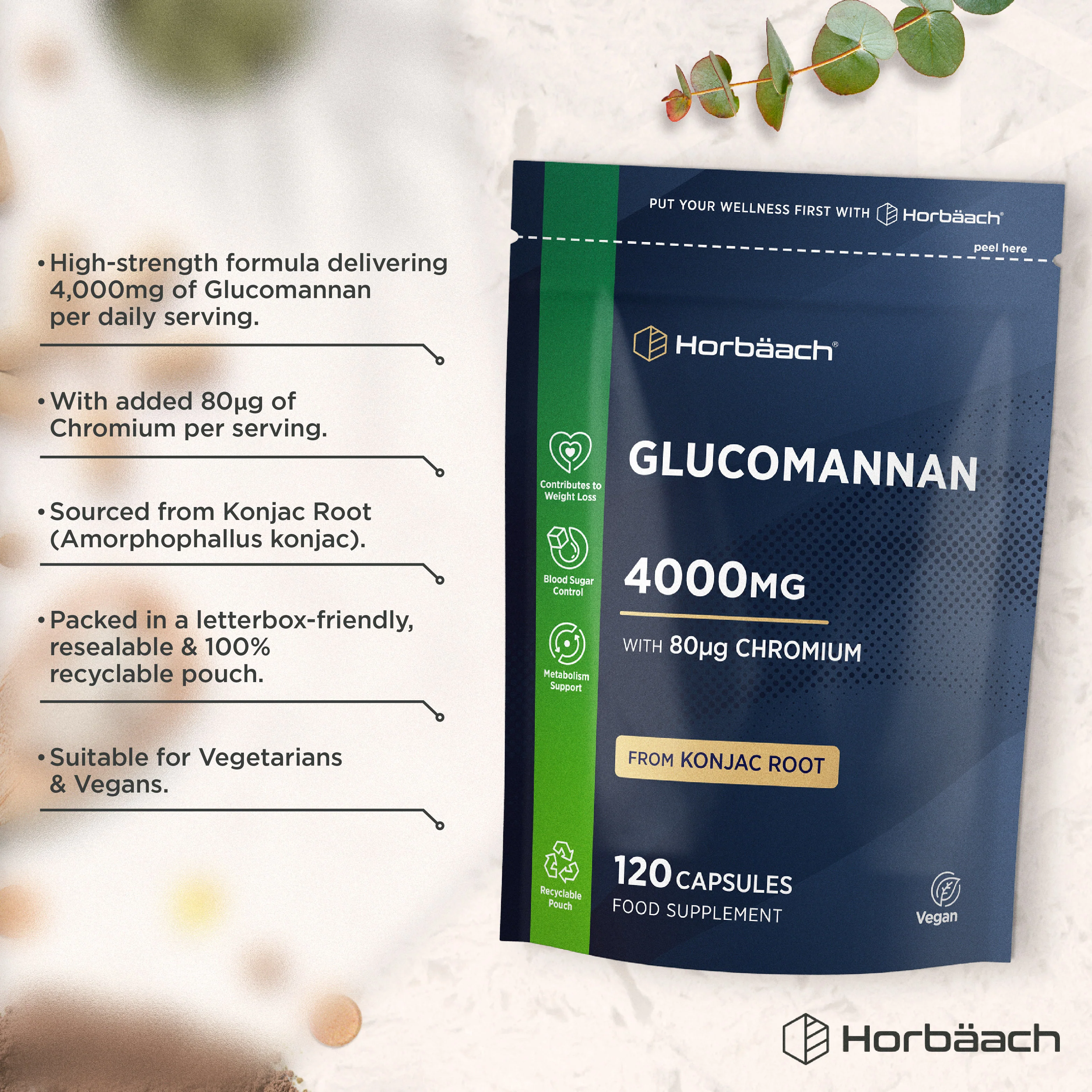 Glucomannan Capsules 4000mg | 120 Count | By Horbaach - Image 10