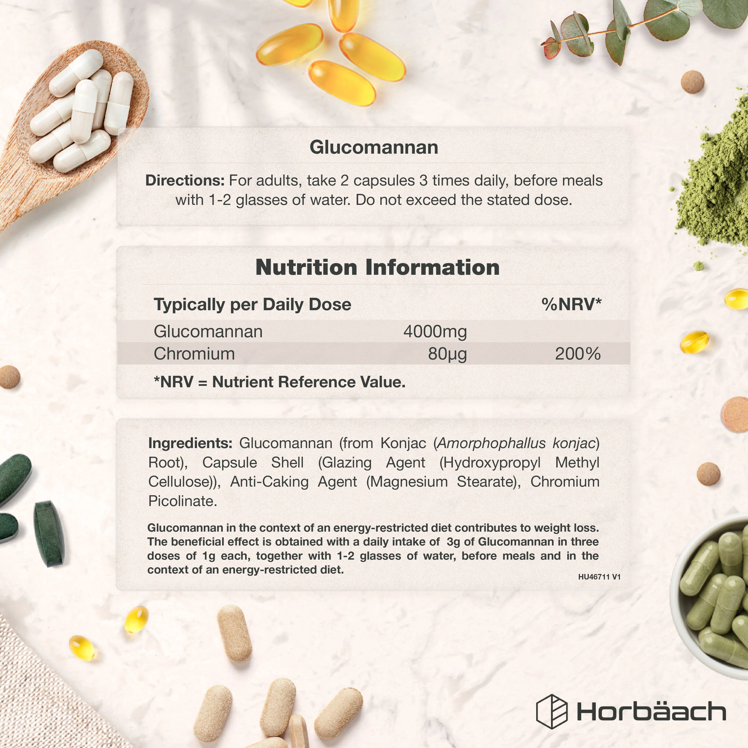 Glucomannan Capsules 4000mg | 120 Count | By Horbaach - Image 3