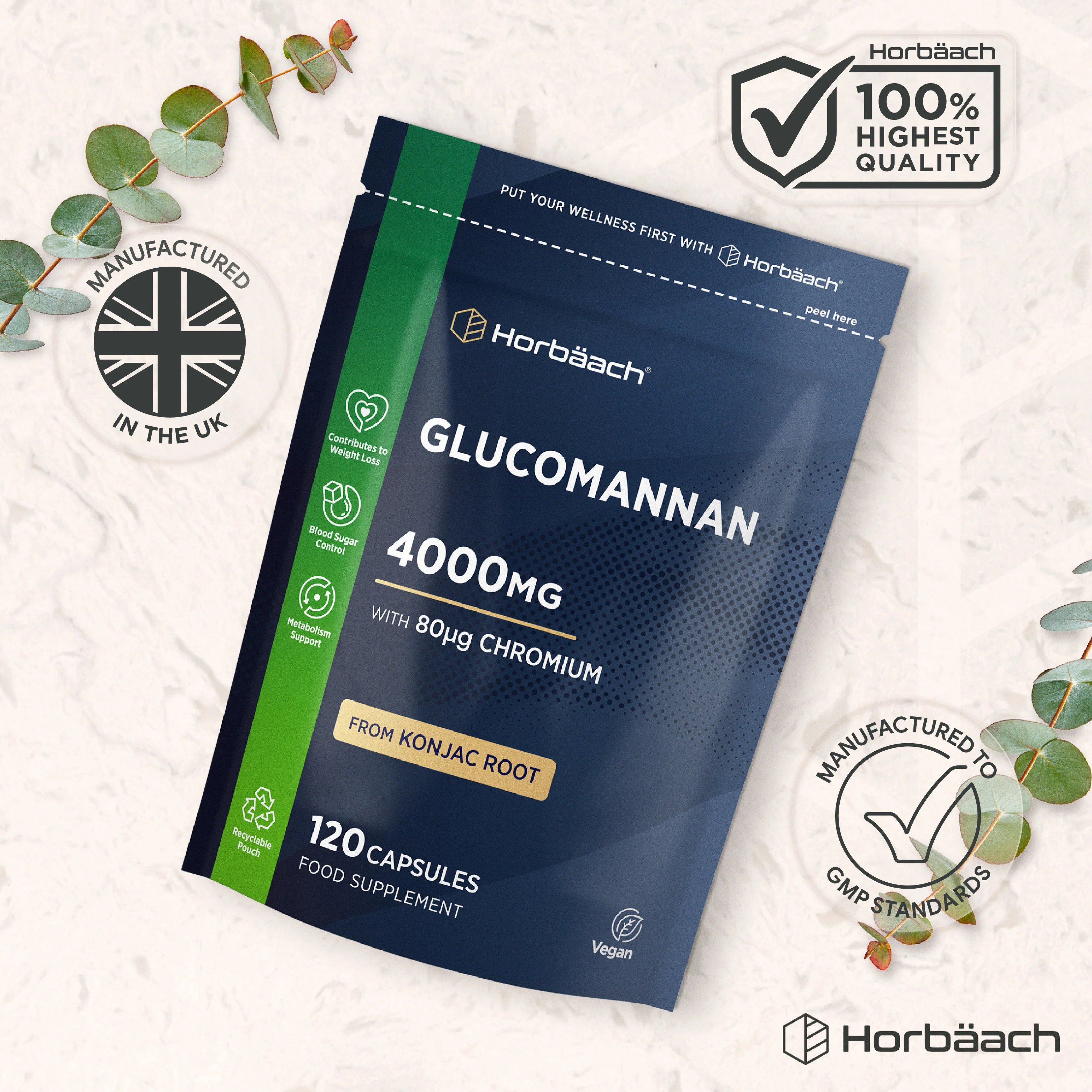 Glucomannan Capsules 4000mg | 120 Count | By Horbaach - Image 6
