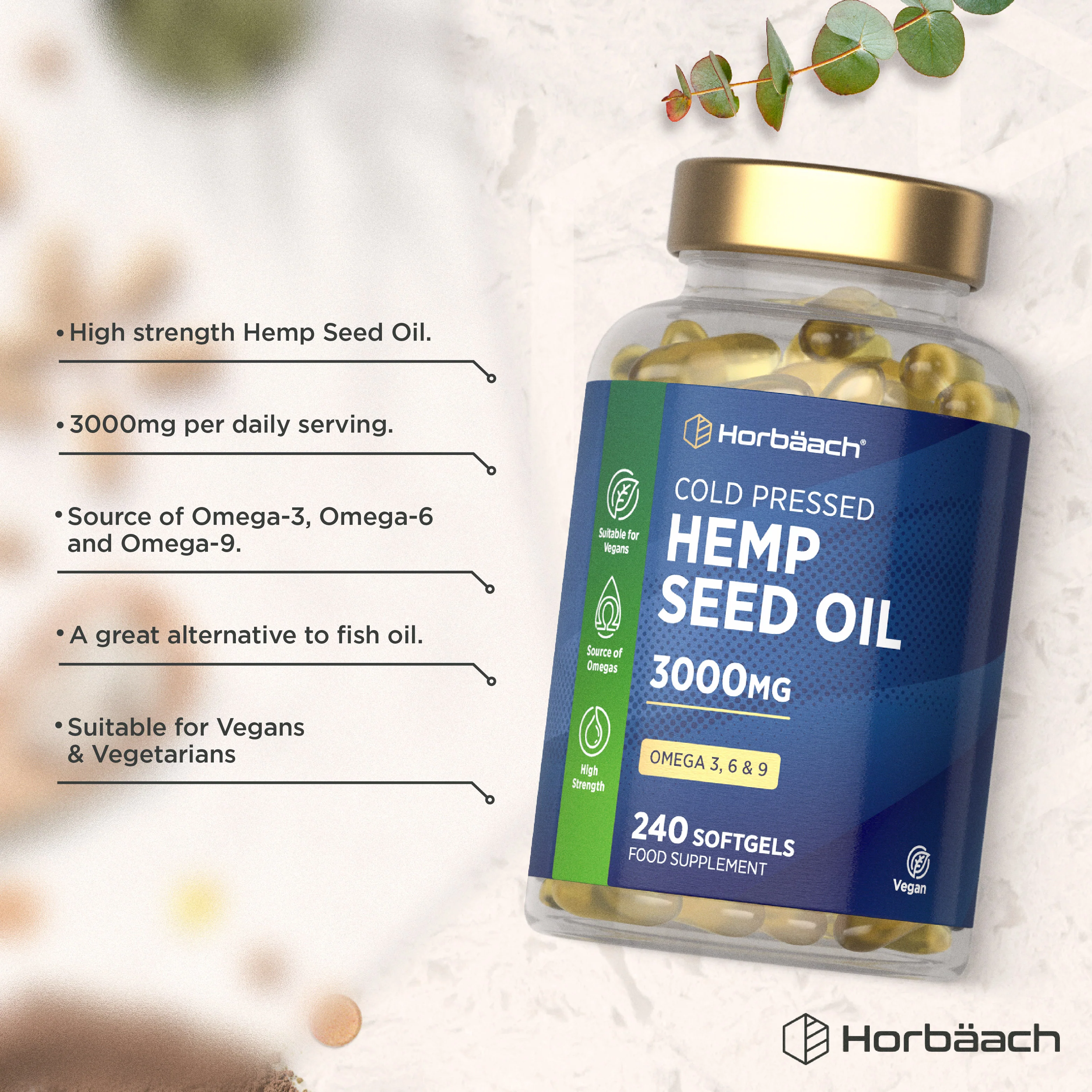 Hemp Seed Oil 3000 mg | 240 Softgels - Image 2