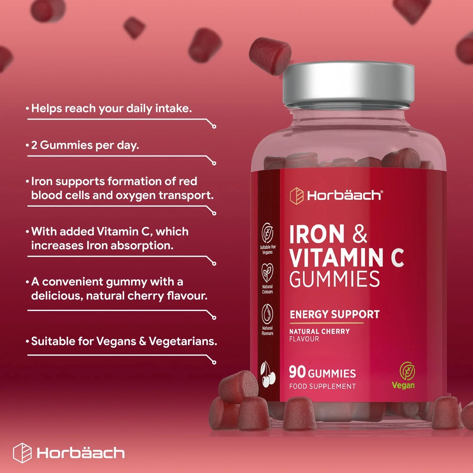 Iron 14 mg with Vitamin C | 90 Gummies - Image 2