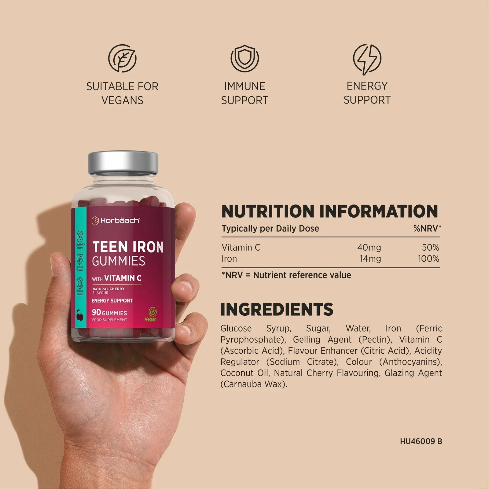 Iron with Vitamin C for Teens | 90 Gummies - Image 3