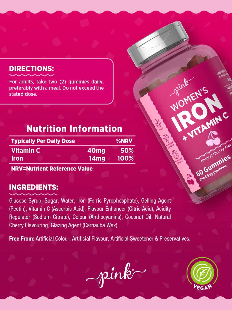 Iron with Vitamin C for Women | 60 Gummies - Image 3