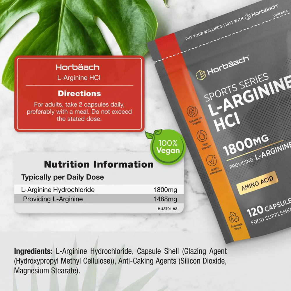 L-Arginine HCI 1800 mg | 120 Capsules - Image 3