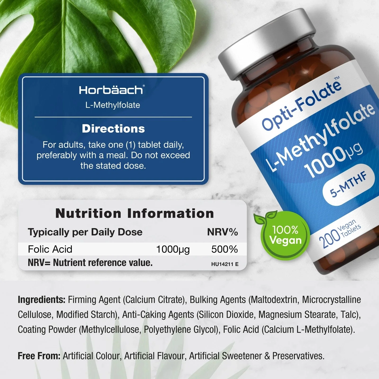 L-Methylfolate 1000 ug | 200 Tablets - Image 3