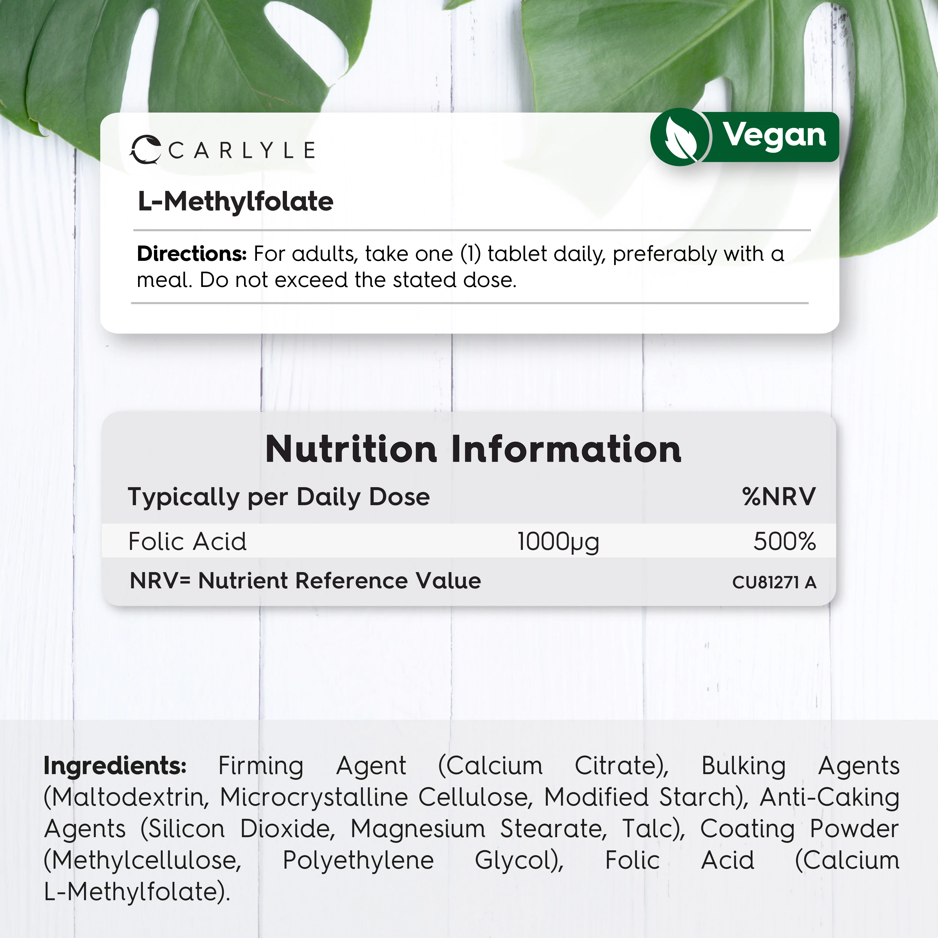 L-Methylfolate 1000 ug | 120 Tablets - Image 3