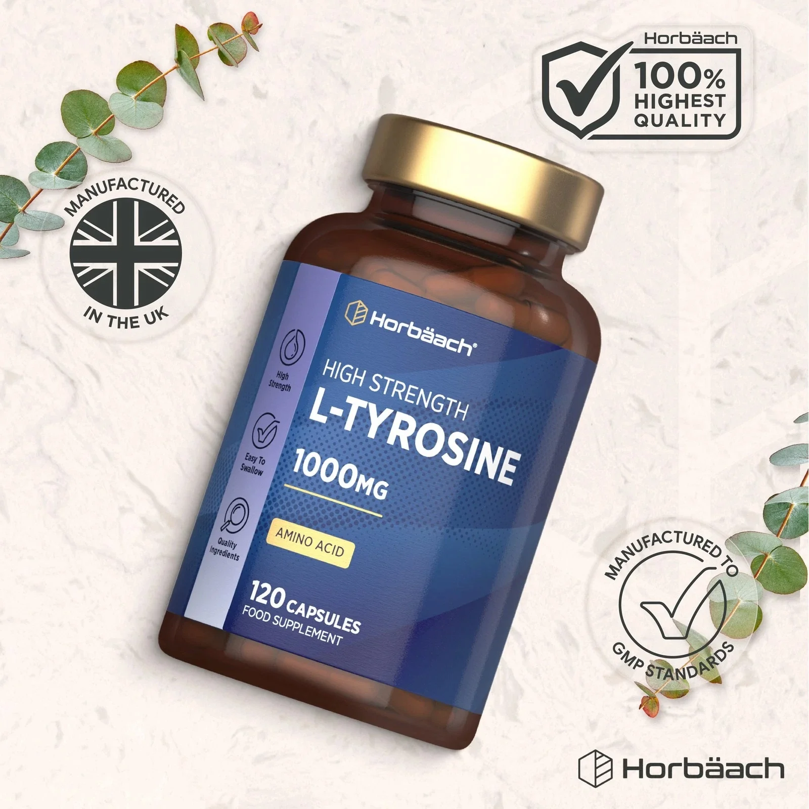 L-Tyrosine 1000 mg | 120 Capsules - Image 7