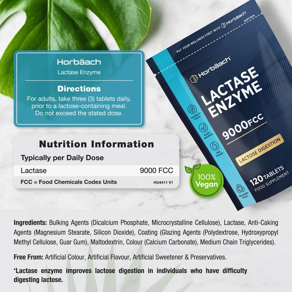 Lactase Enzymes 9000 FCC Units | 120 Tablets - Image 3