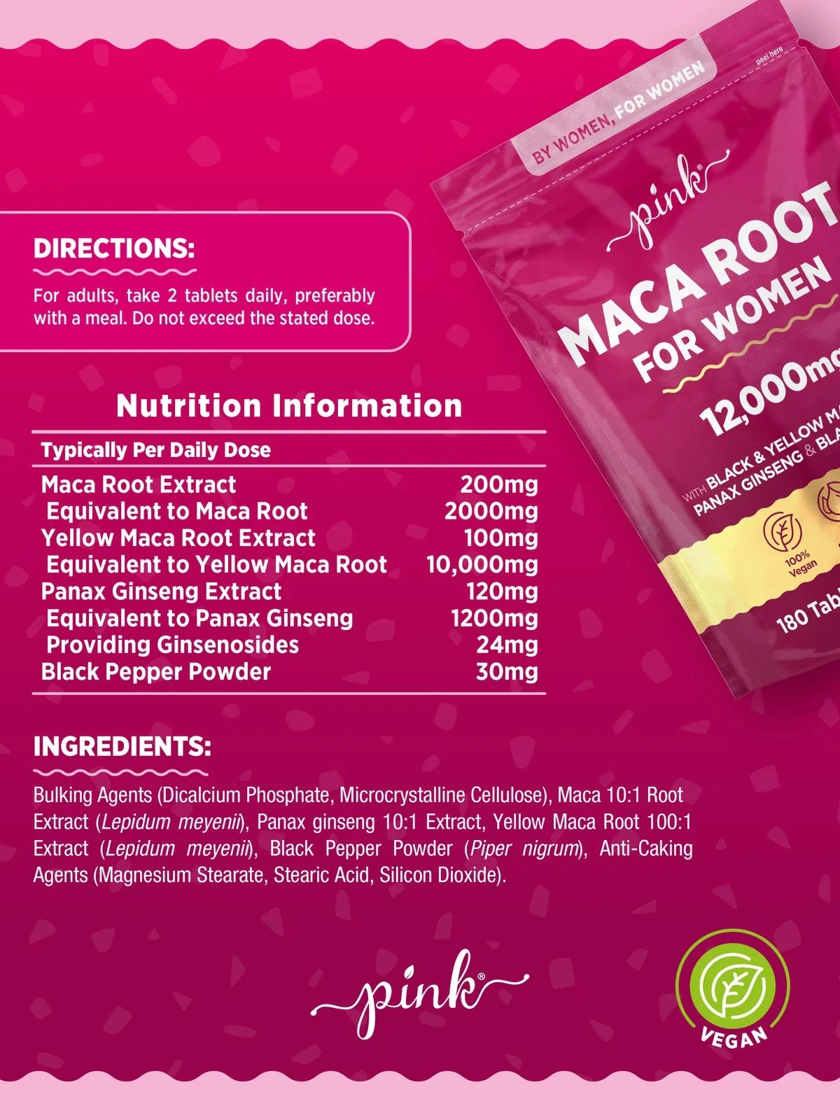 Maca Root Complex for Women 12,000 mg | 180 Tablets - Image 3