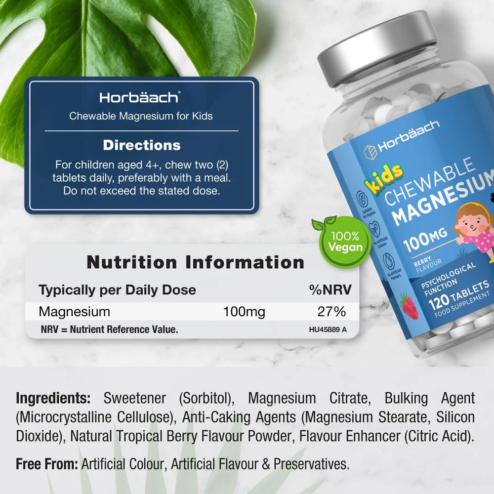 Magnesium for Kids 100 mg | 120 Chewable Tablets - Image 3