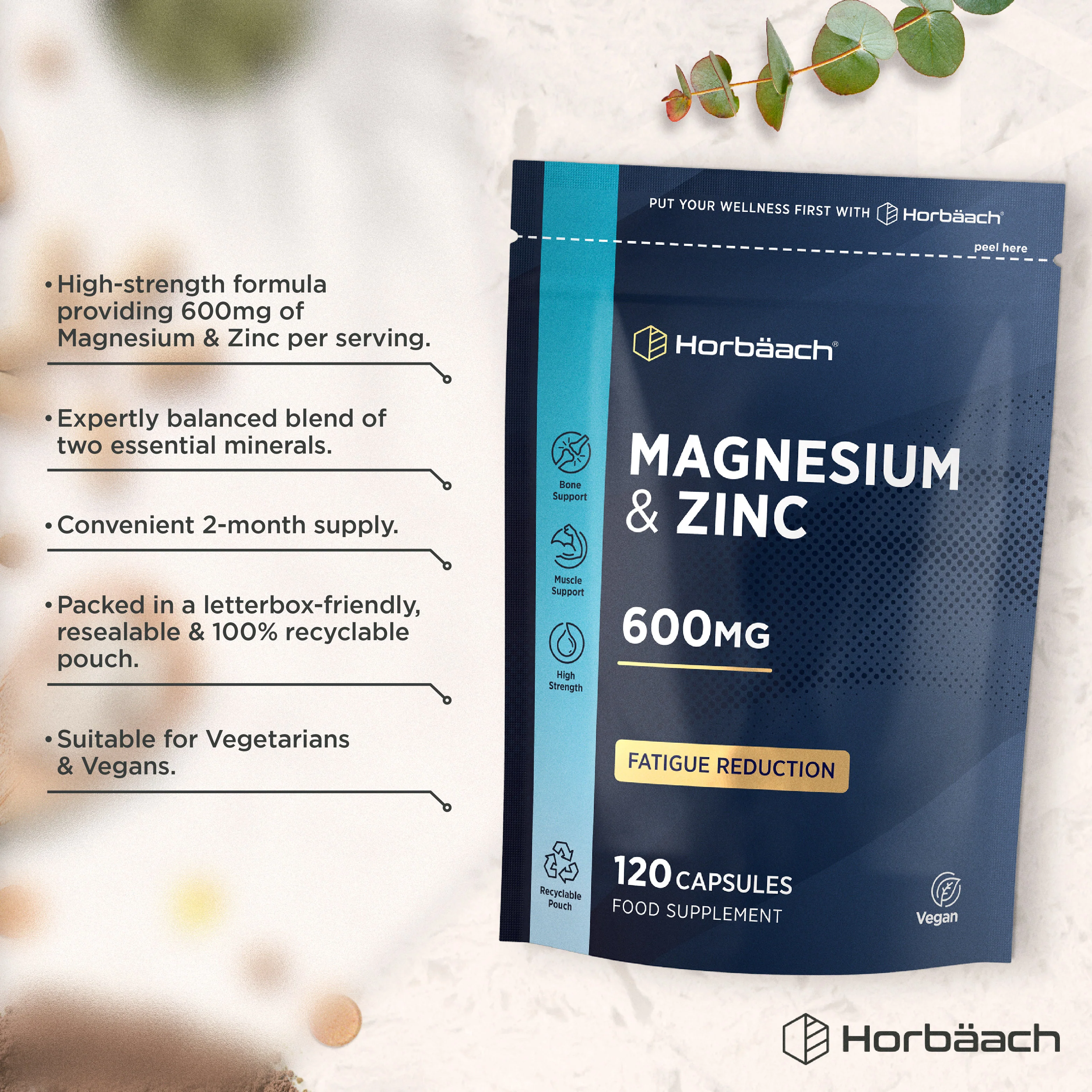 Magnesium Supplements with Zinc 600mg | 120 Count | by Horbaach - Image 8