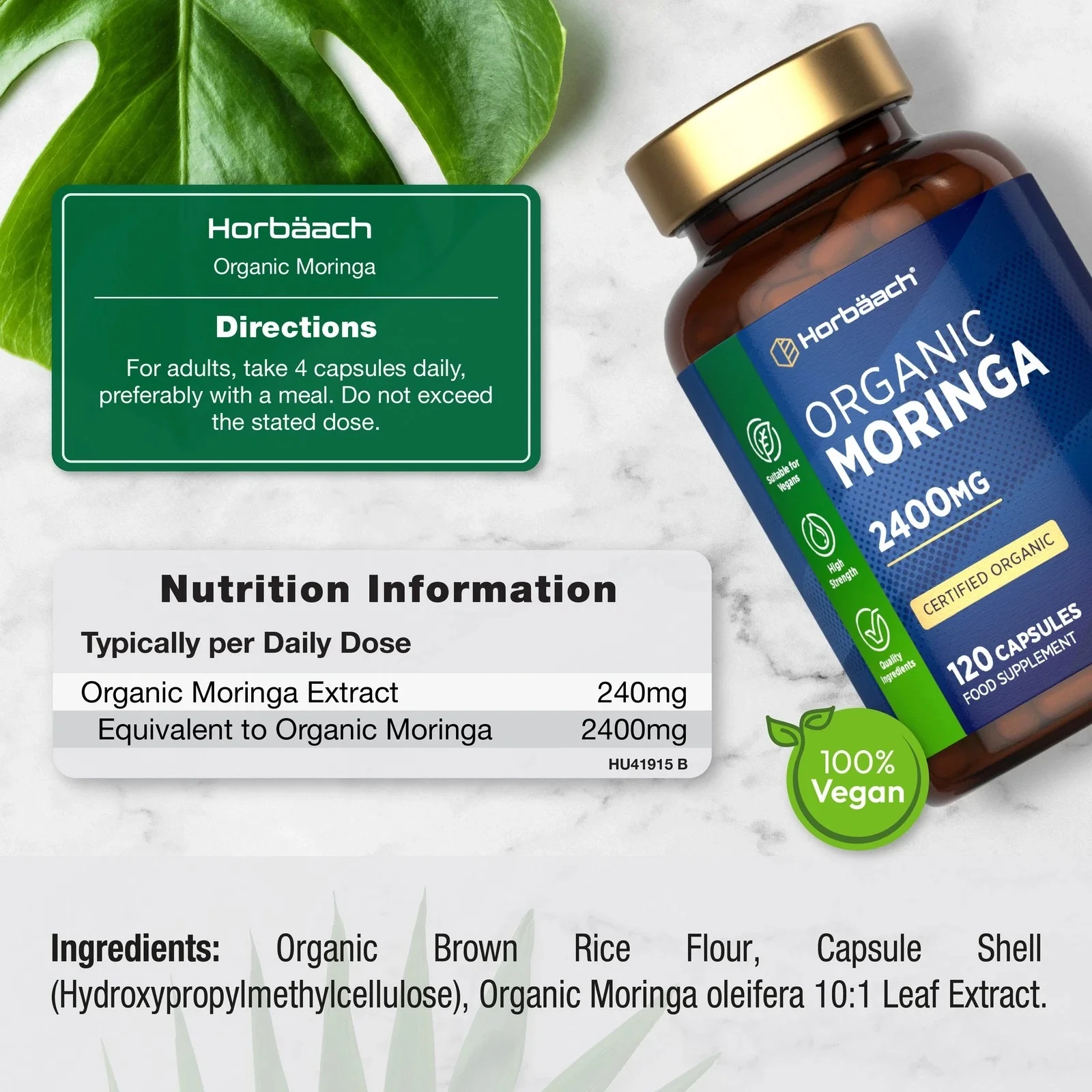 Moringa Oleifera 2400 mg | Organic | 120 Capsules - Image 3