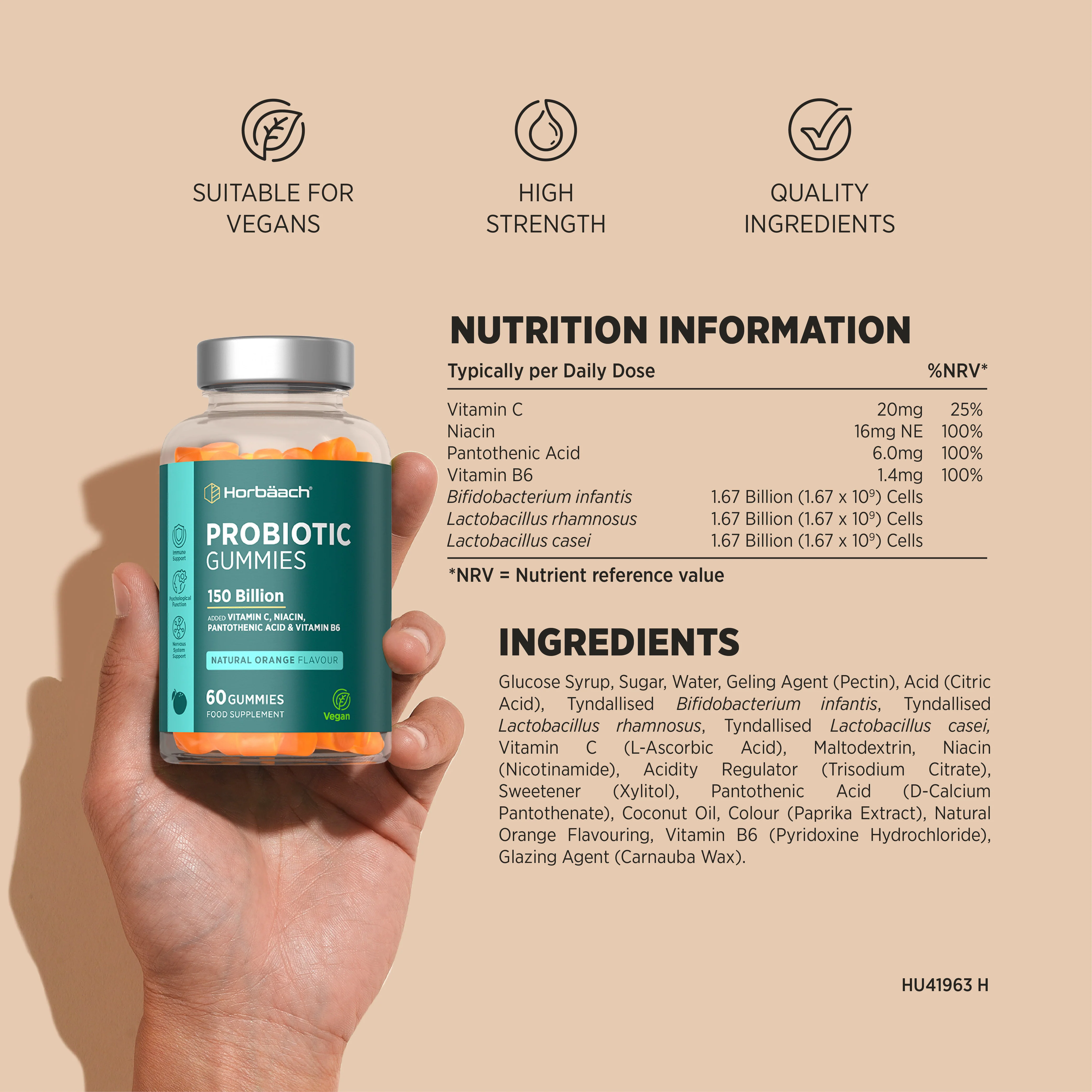 Probiotic Gummies for Adults | 150 Billion CFU | 60 Gummies - Image 3