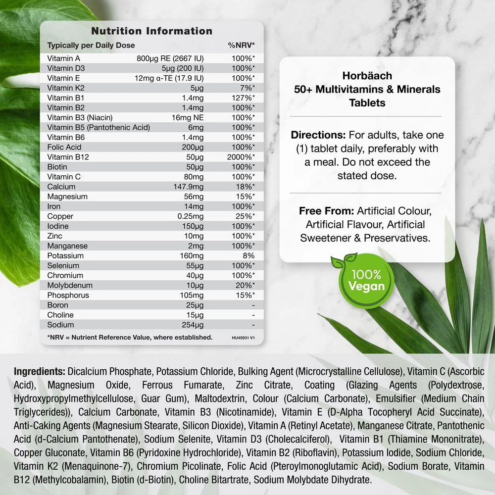 Multivitamins and Mineral for Men 50 Plus | 180 Tablets - Image 3