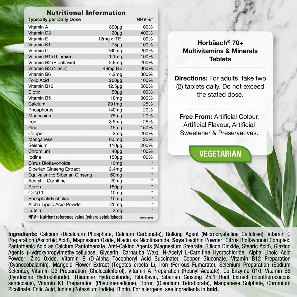 Multivitamins and Minerals for Men 70 Plus | 90 Tablets - Image 3