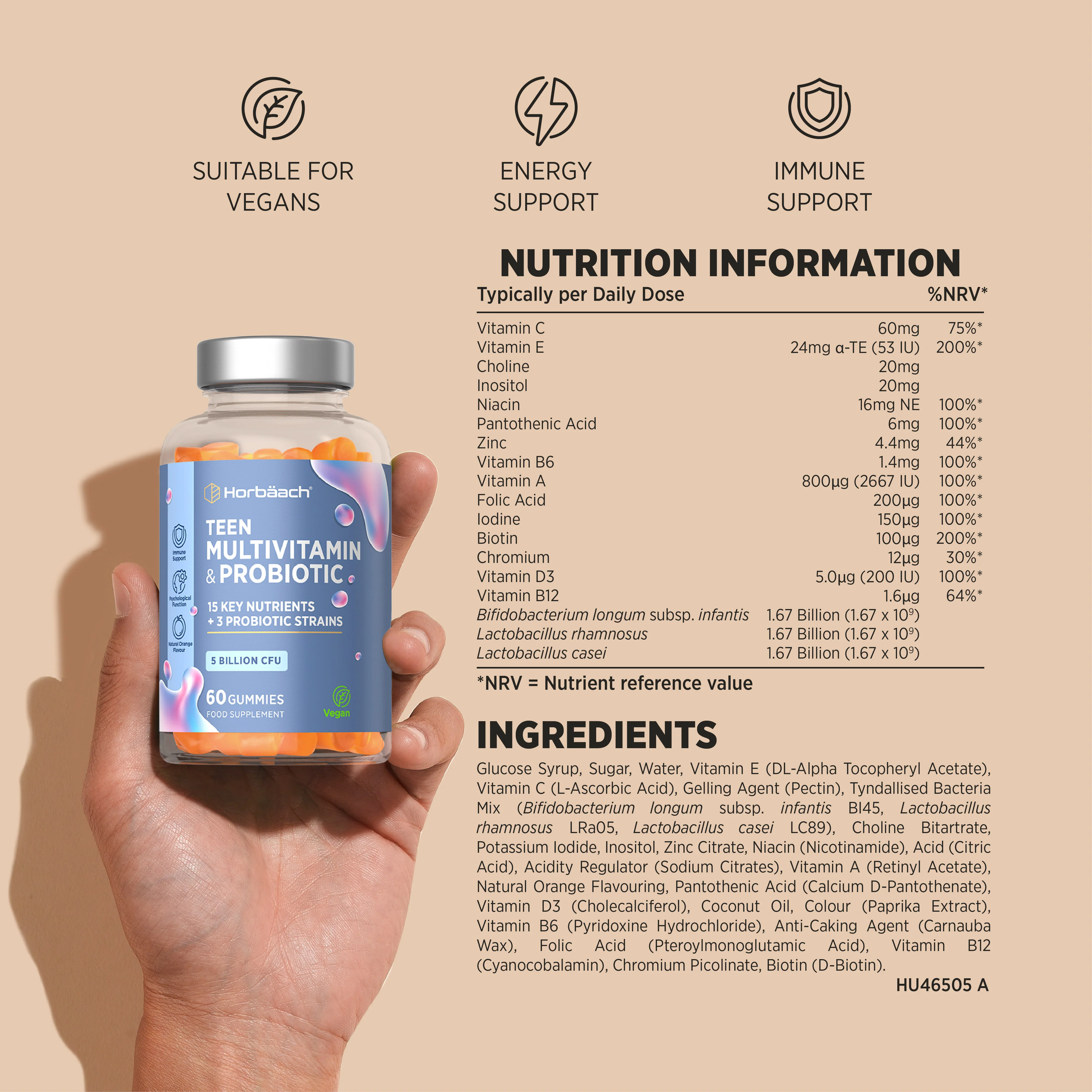 Multivitamins and Probiotic for Teens | 60 Gummies - Image 3
