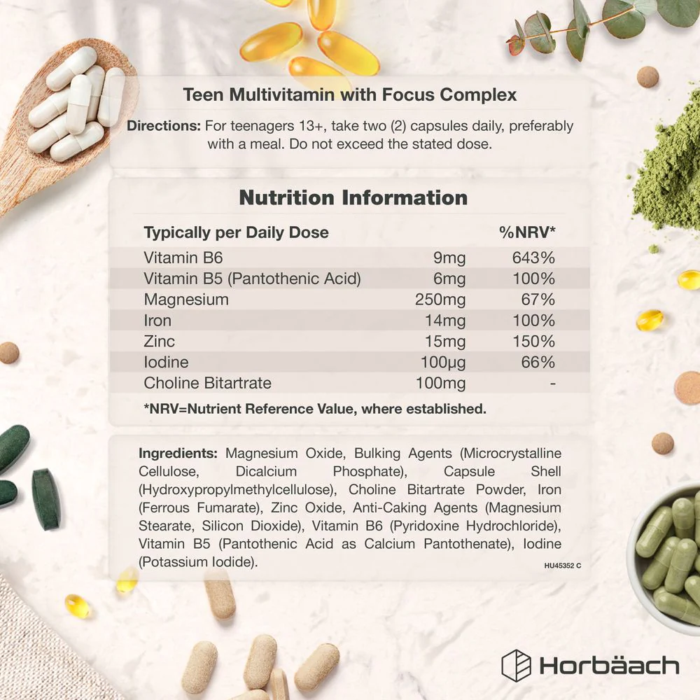 Multivitamins with Focus Complex for Teens | 180 Capsules - Image 3