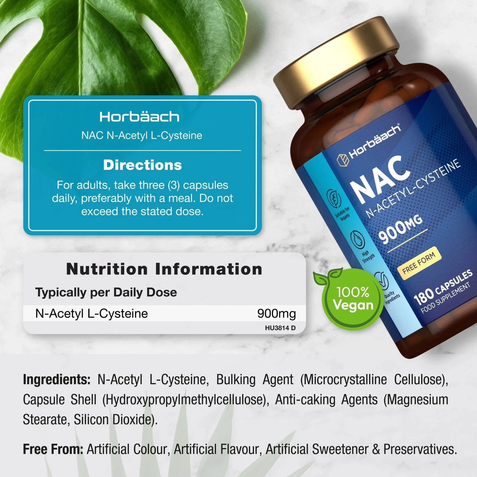 NAC N-Acetyl-Cysteine 900 mg | 180 Capsules - Image 5