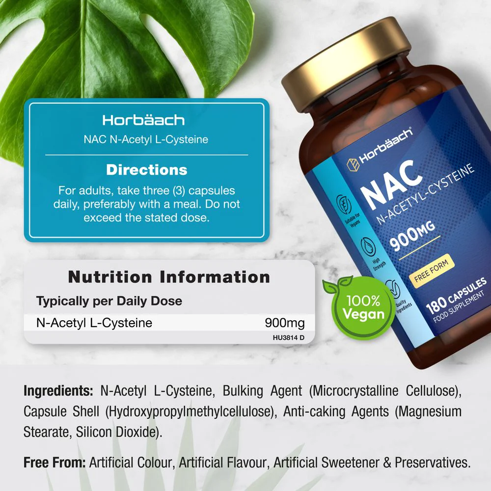 NAC N-Acetyl-Cysteine 900 mg | 180 Capsules - Image 6