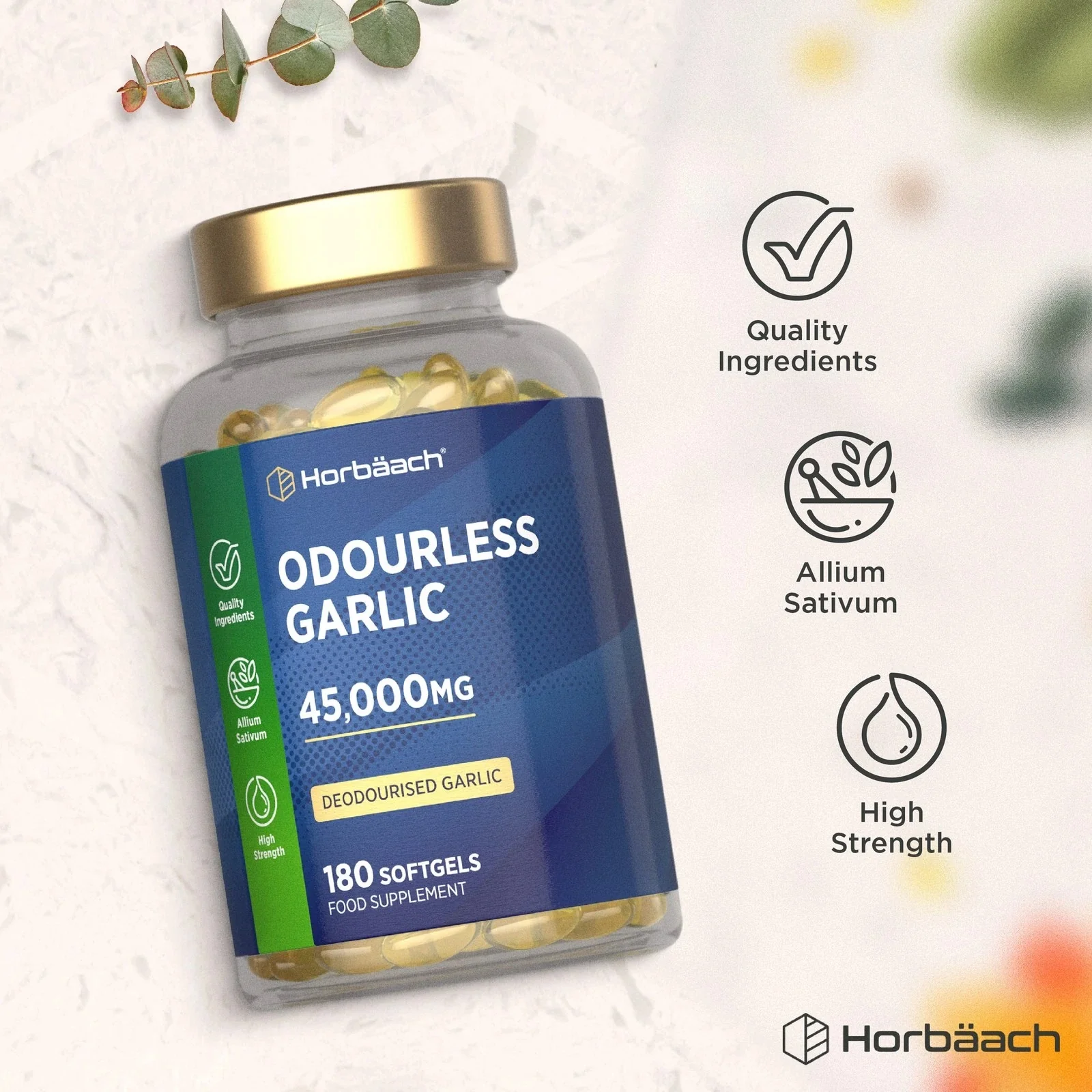 Odourless Garlic 45,000 mg | 180 Softgels - Image 5
